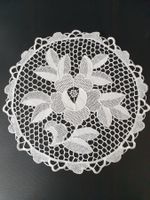 Spitzendeckchen Spitzendeckeli 33 cm Spitze weiss, Rosen