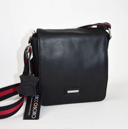 Herren Tasche Messenger Bag/unisex/Echtes Leder/schwarz /NEU