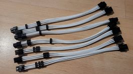 5 Stk sleeved PCI-E cable extension 30cm, weiss, 6-Pin