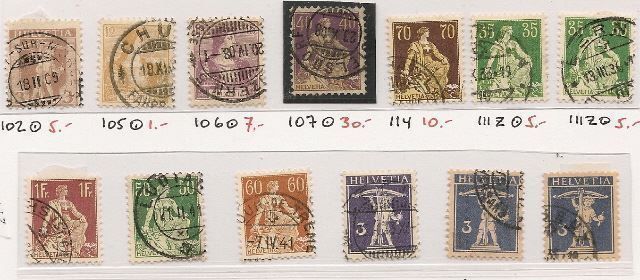 Tutti i francobolli: 13 gute Werte feinst gest. – Usato da Lausanne venduto da Whorvath