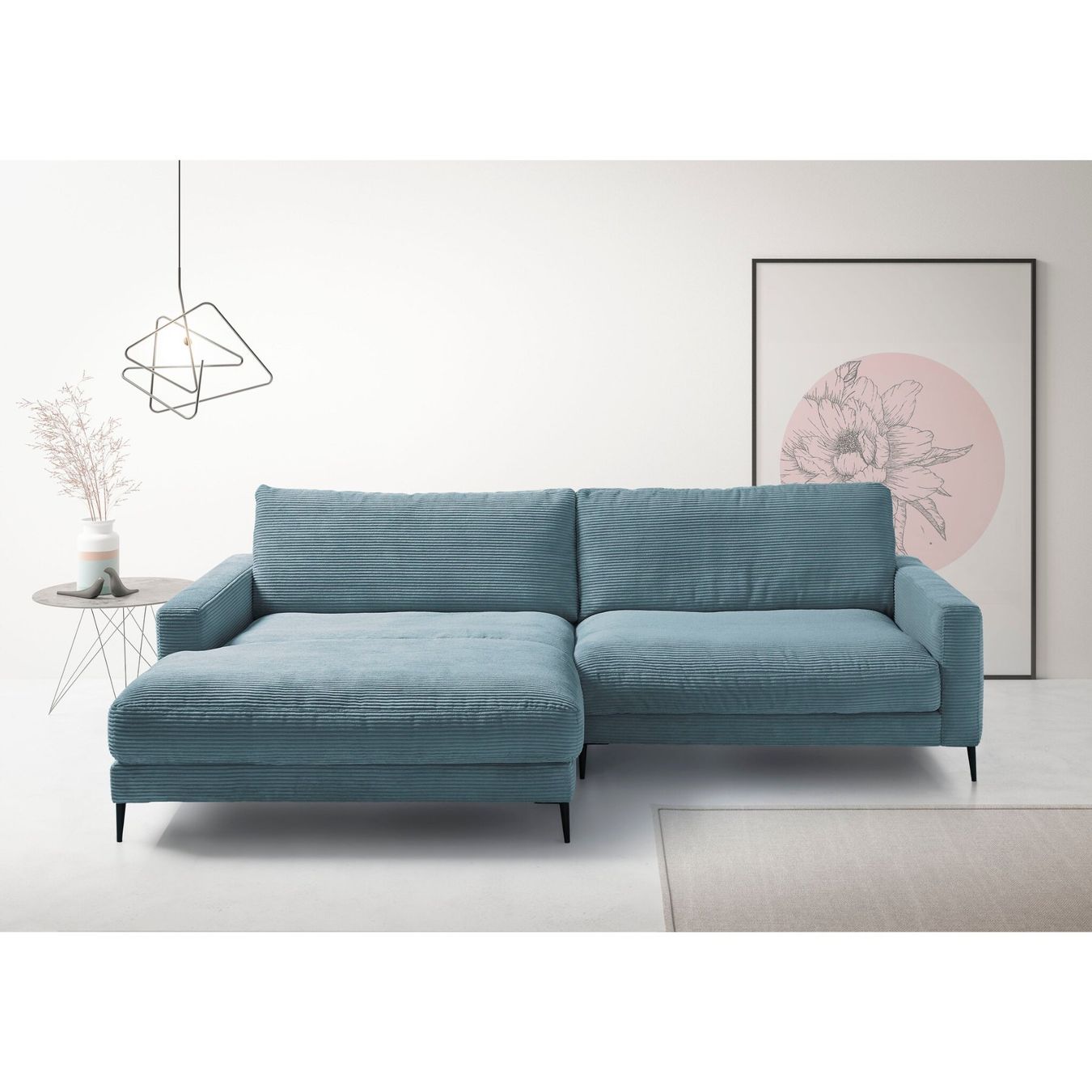 Sofas: Ecksofa  Uptown in Cord Petrol links – Neu und originalverpackt aus Bischofszell von deluxe-moebel