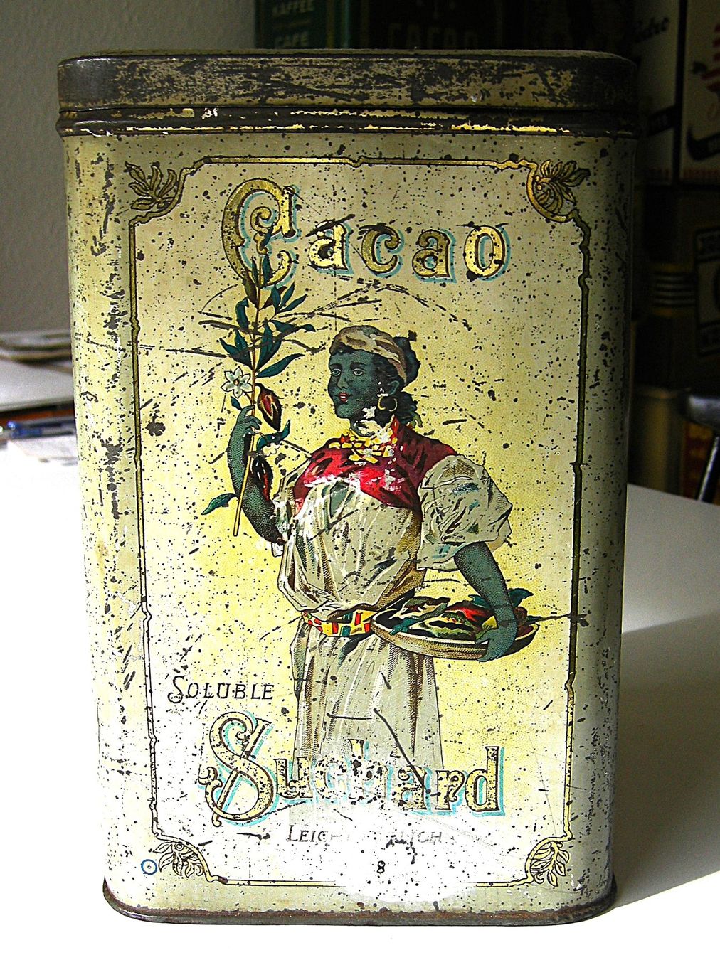Suchard Barattoli: antike Blechdose Suchard Cacao – Usato da Luzern venduto da chf_zvb8