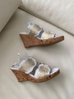 MUST HAVE - stylischer Keil-Damenschuh, weiss/gold, 38