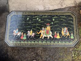 Exotischer Vintage Tisch mit indischer Malerei, Unikat!