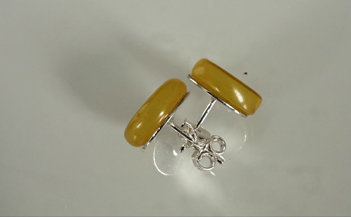 Orecchini pendenti & Orecchini a lobo: Ohrstecker Bernsteinen in Silber, 1,2 cm Durchmesser – Nuovo e nell'imballaggio originale da Ebikon venduto da Leonidas2 4