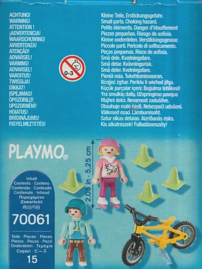 Playmobil Giocattoli: PLAYMOBIL SPECIAL PLUS FIGURE 70061 BAMBINI CON PATTINI E BM – Nuovo e nell'imballaggio originale da Vezia venduto da Aquarius_Age 1