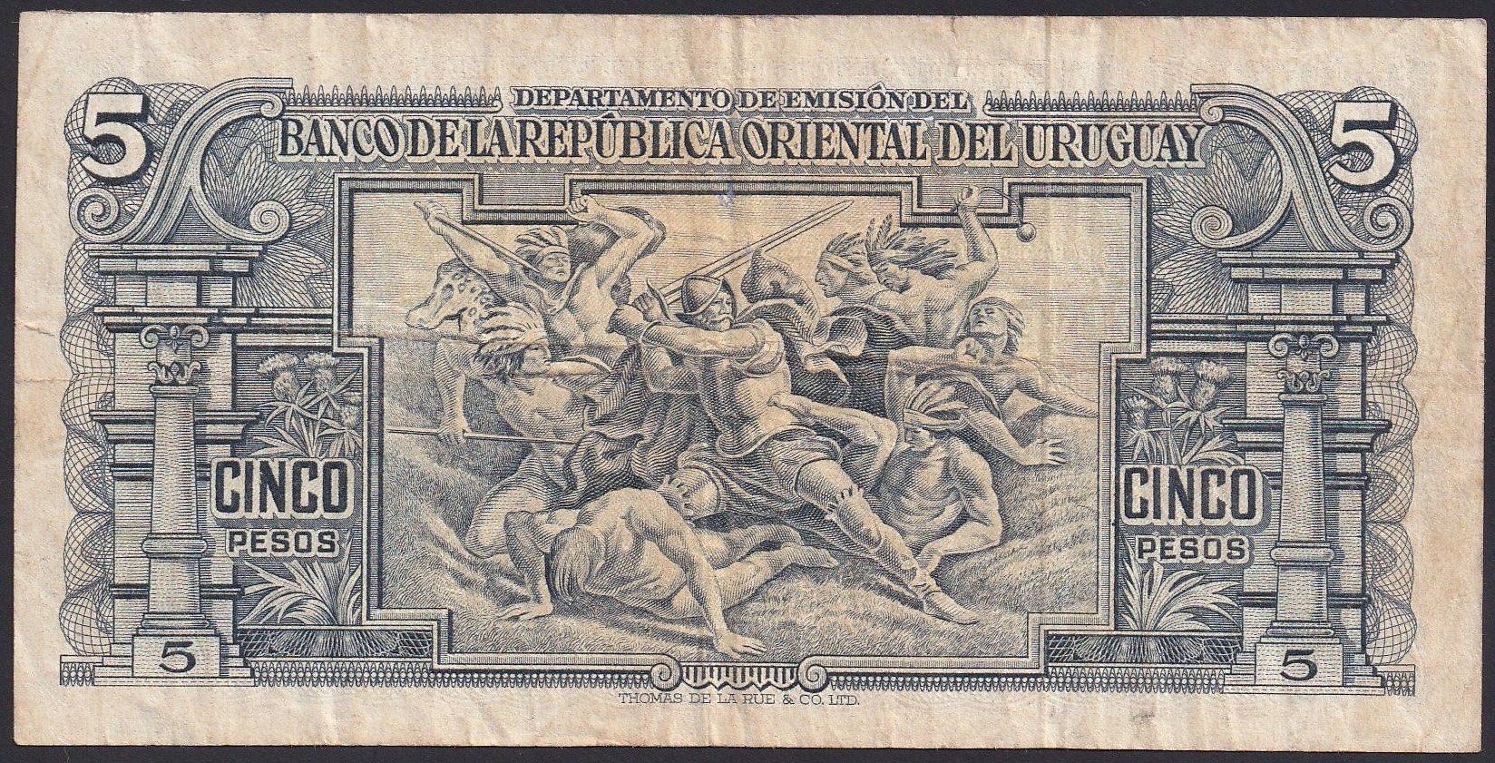 Banknoten: Uruguay 5 Pesos 1948 – Gebraucht aus Brugg AG von banknoten_muesli 1