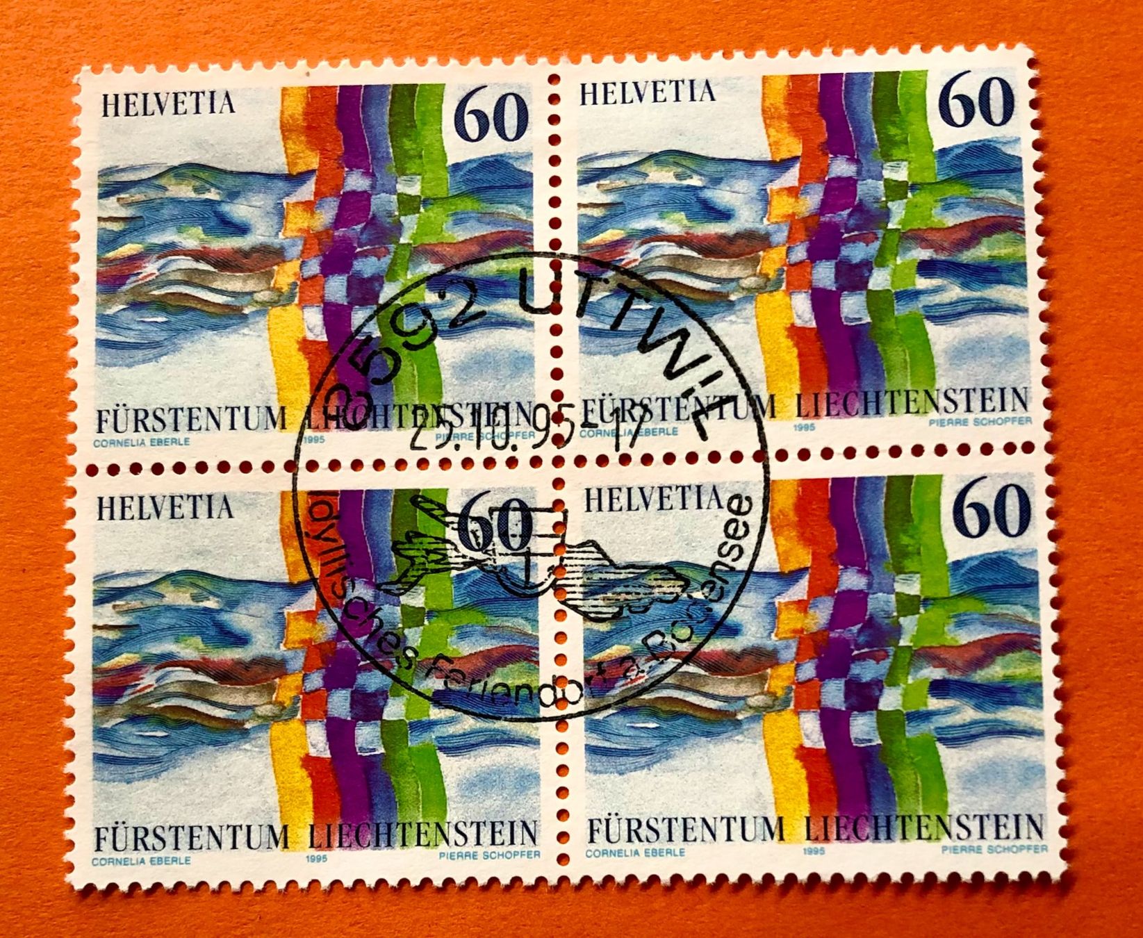Alle Briefmarken: 4 er Block Nr.886 mit Stempel 1995 Uttwil   – Gebraucht aus Aarau von Billa007