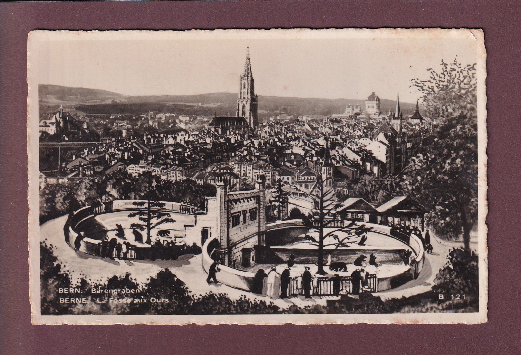 Cartoline postali: BERN - Bärengraben - 1935 – Usato da Pully venduto da nicecards