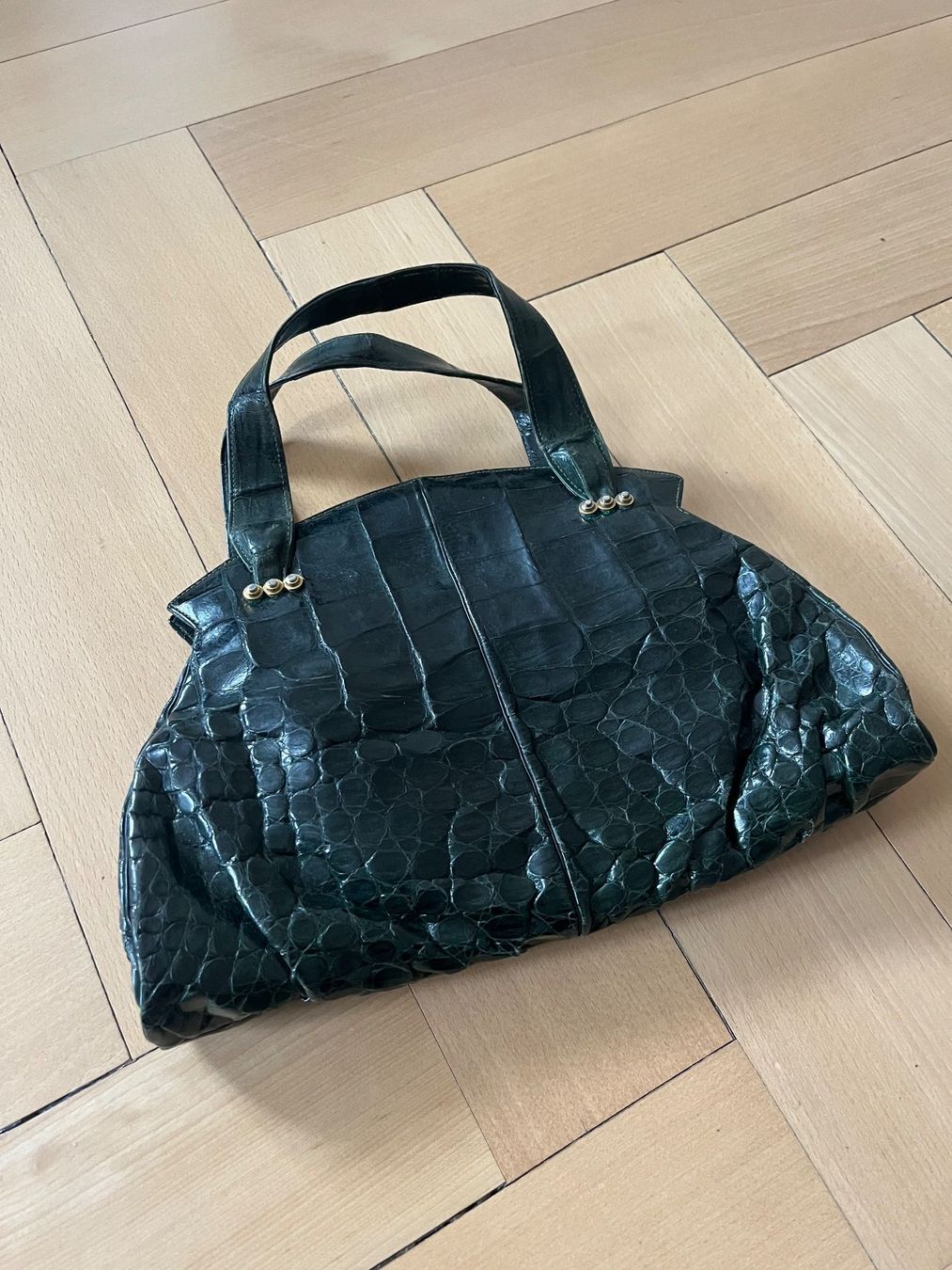 Taschen: Vintage Crocodile Leather Handbag darkgreen – Gebraucht aus Baden von ElenArt 1