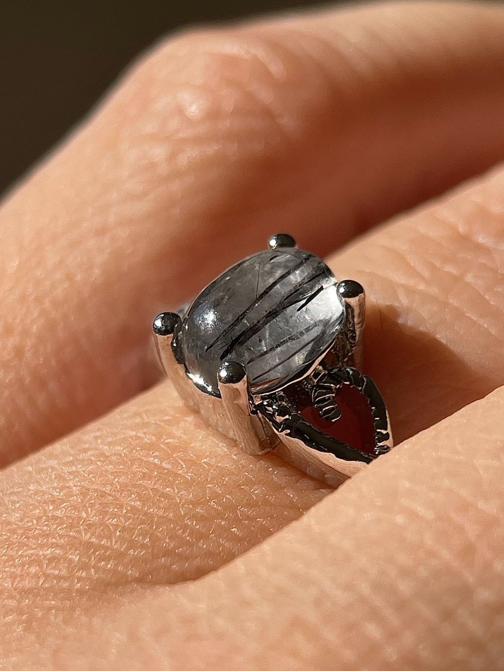 Anelli: 100 % echter schwarzer Rutilquarz-Ring – Edelsteinring. – Nuovo e nell'imballaggio originale da Schiers venduto da sisikristall 1
