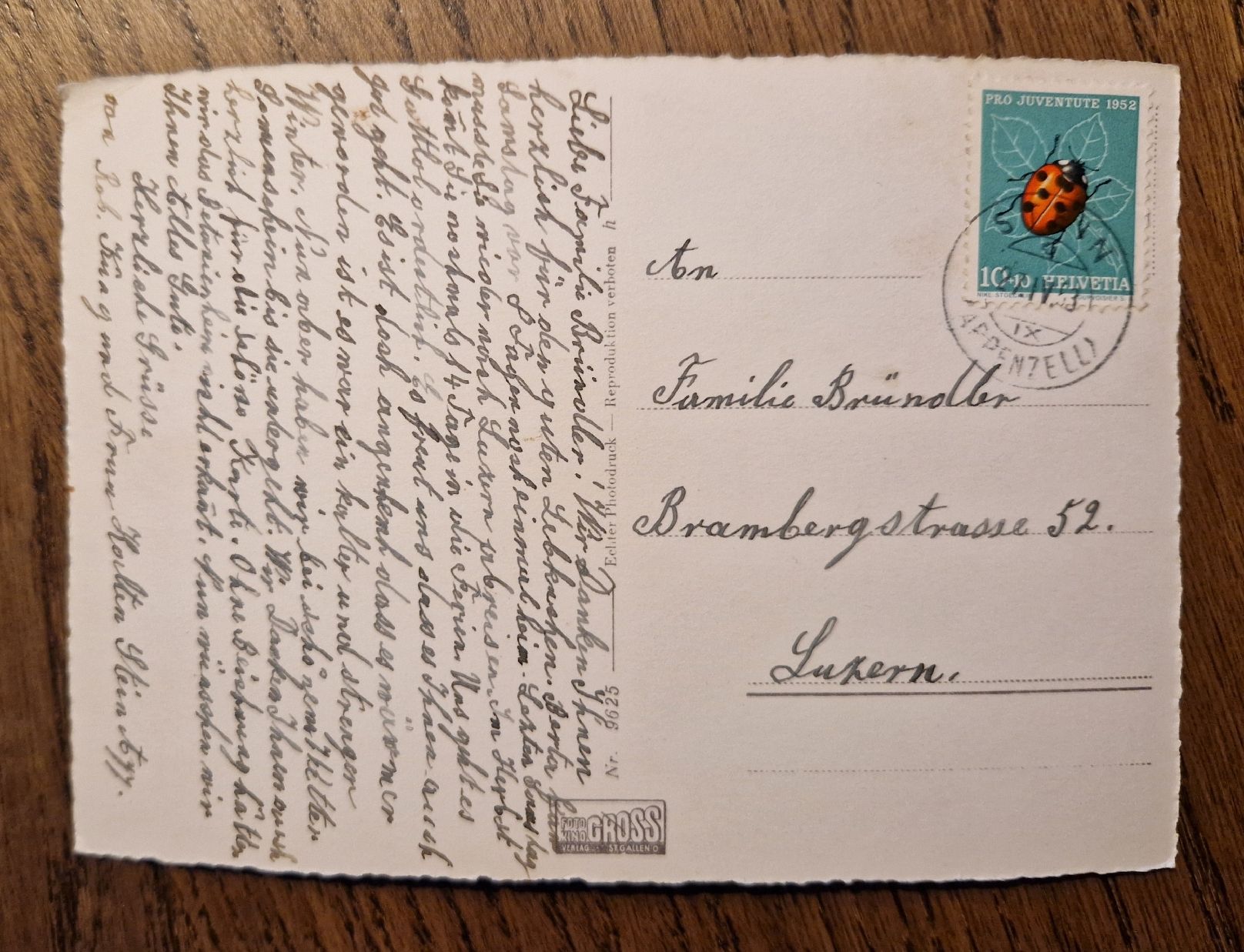 Cartoline postali: Luftkurort Stein mit Alpstein 1953 – Usato da Ebikon venduto da Donar50 2