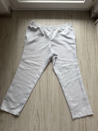 White Trousers, Elastic Waist, Lightweight Summer Pants