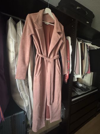 Oh Polly Long Coat Pink Suede Look Like New Condition