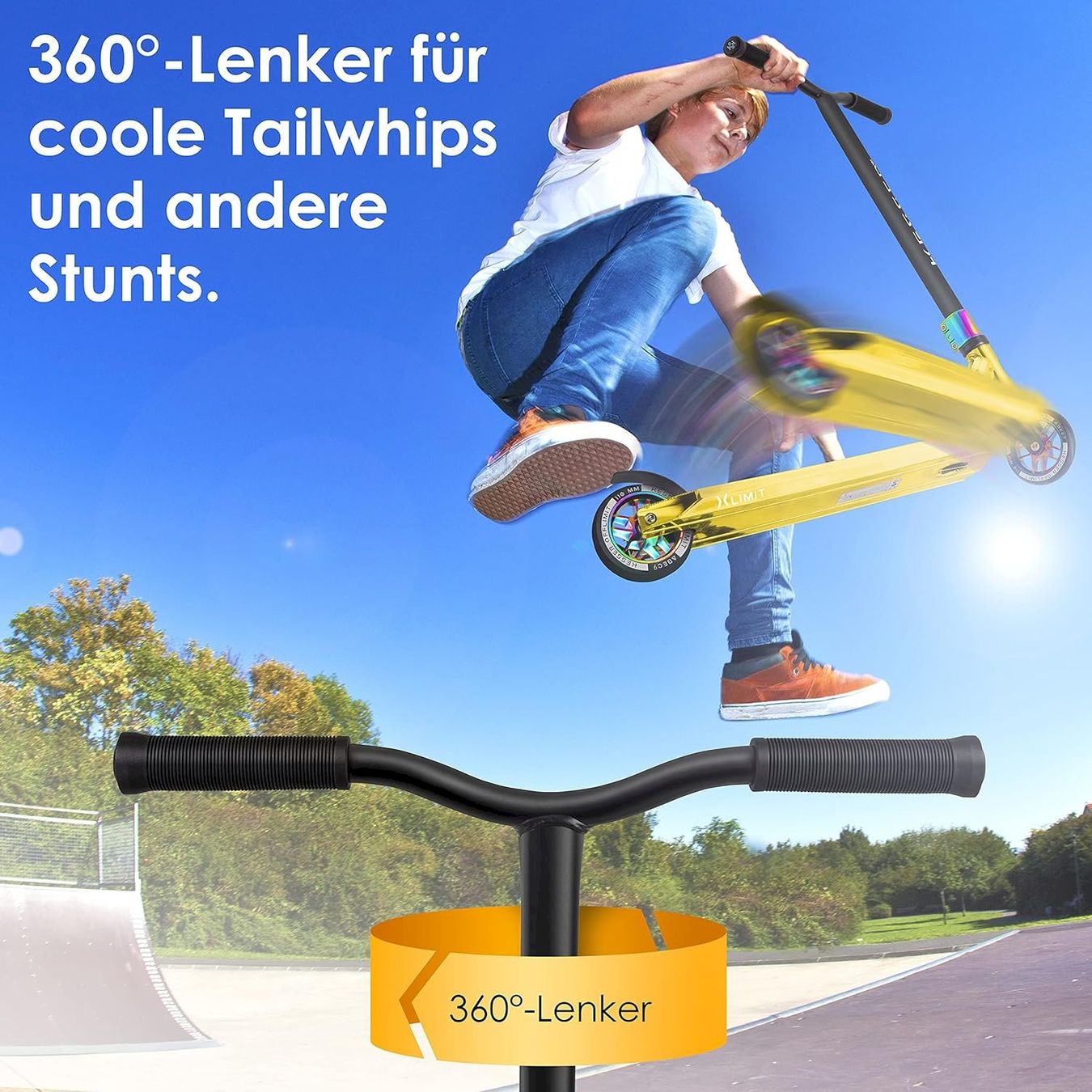 Fahrzeuge für Kinder: KESSER Stunt Scooter Chrome / Gold – Neu und originalverpackt aus Bottighofen von zaap 5