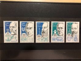 Série complète 5 timbres 1986 célébrités