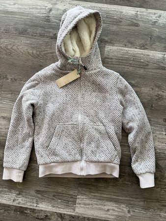 Kapuzenjacke gefüttert grau/violett meliert 134