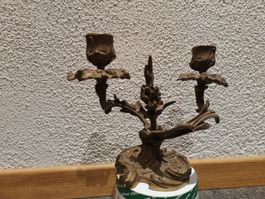 Kerzenständer für zwei Kerzen, vintage, goldfarbig.