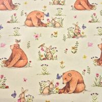 Beschichtete Baumwolle Bär und Hase creme