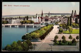 AK Zürich, Utoquai und Quaibrücke
