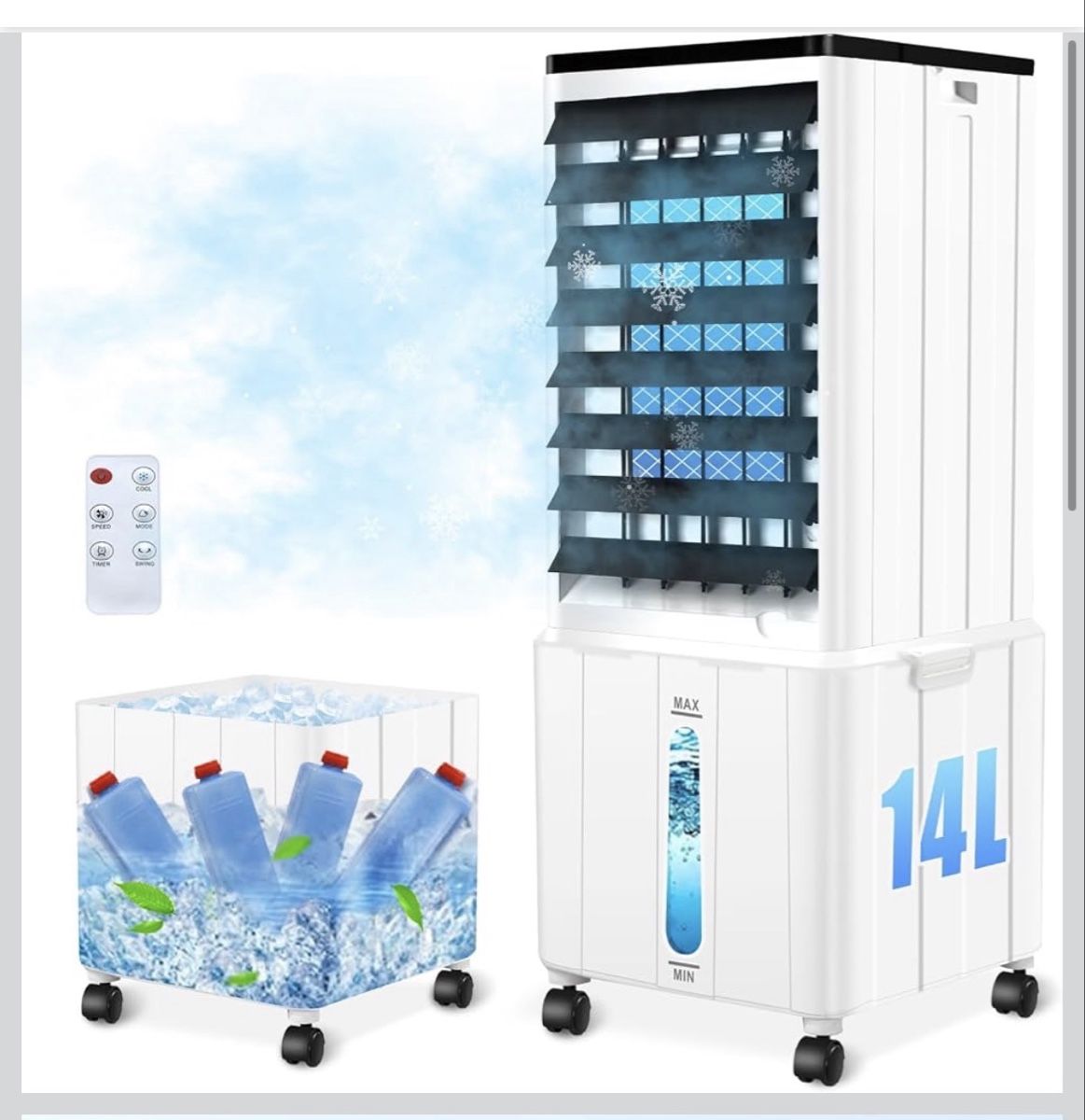 Climatiseurs: Air Cooler Ventilator 14L 3 Speeds Remote Control White – Neuf (Voir description) à Neuhausen par ven_ksf8 4