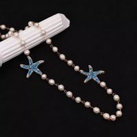 Blau Meerstern Halskette Collier Perle Perlenkette Echt