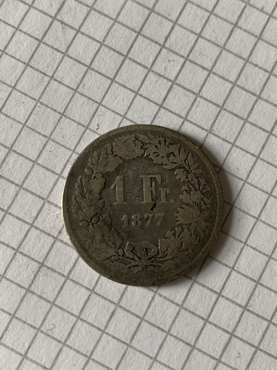Tutti le monete: Schweizer 1 Franken Münze,  1877, Silber – Usato da Lyss venduto da nekoreh