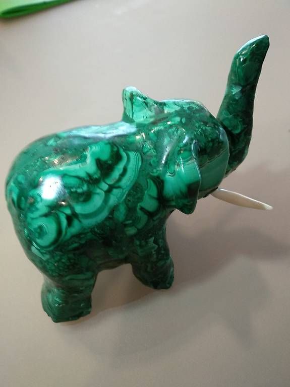 Statuette: Malachitelefant, Edelsteinelefant – Usato da Rebstein venduto da Dom-Grab_83 2