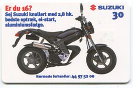 SUZUKI Motorrad auf Chip-Telefonkarte von Dänemark