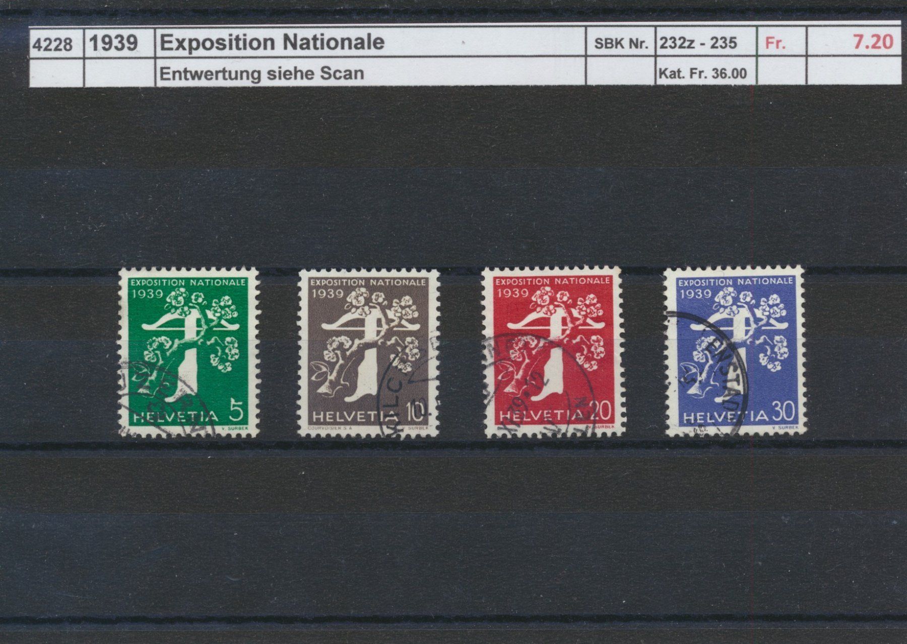 Alle Briefmarken: 1939 "Exposition Nationale", gestempelt – Gebraucht aus Winterthur von Zupogeru