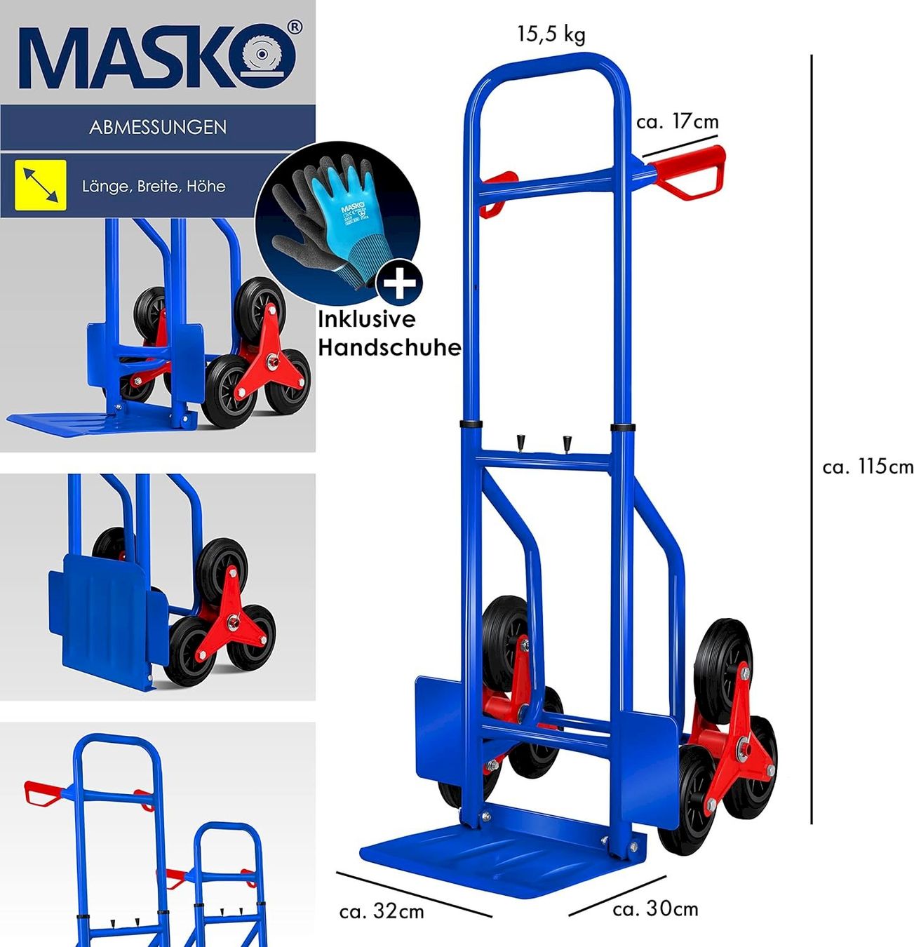 Altro per stoccaggio & trasporto: MASKO Sackkarre 200 kg Blau – Nuovo e nell'imballaggio originale da Bottighofen venduto da zaap 6