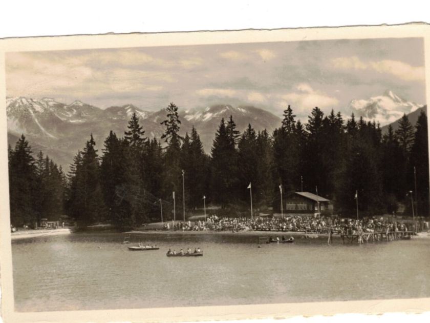 Cartoline postali: Montana Lac Moubra et la Plage Boote – Usato da Widnau venduto da Seppl480