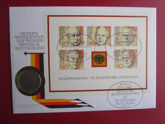 Alle Münzen: Münzbrief mit 5 DM - Deutsche Bundespräsidenten – Neu und originalverpackt aus Luzern von Horoskop1