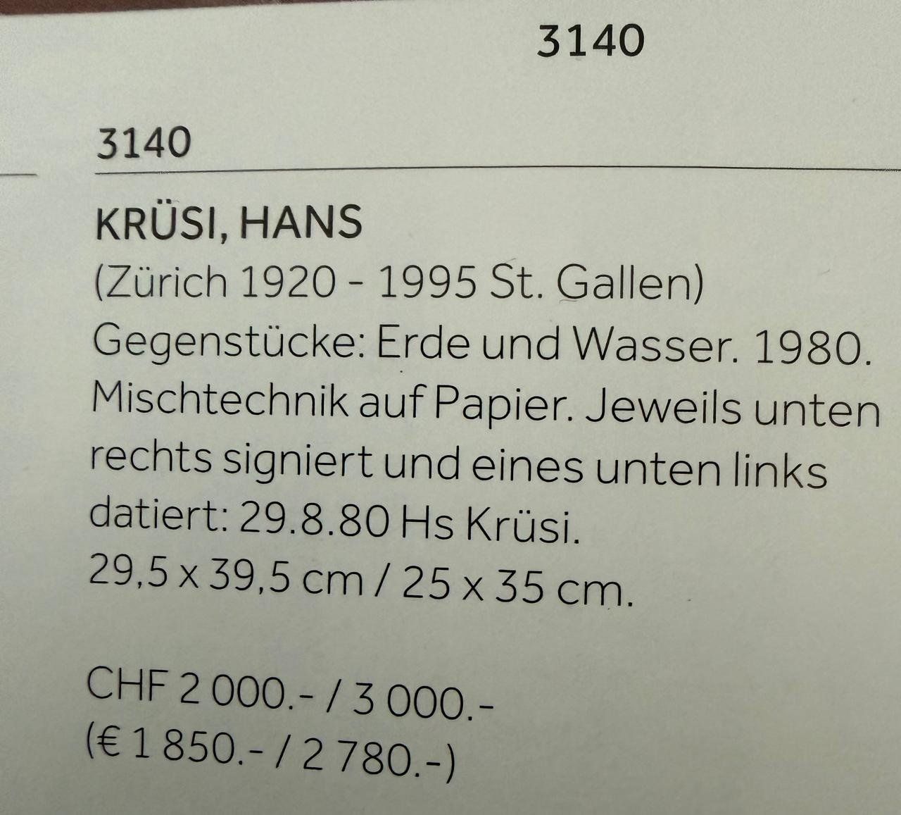 Dipinti: Hans Krüsi "Unter Wasser" – Usato da Zürich venduto da Bertram1964 2