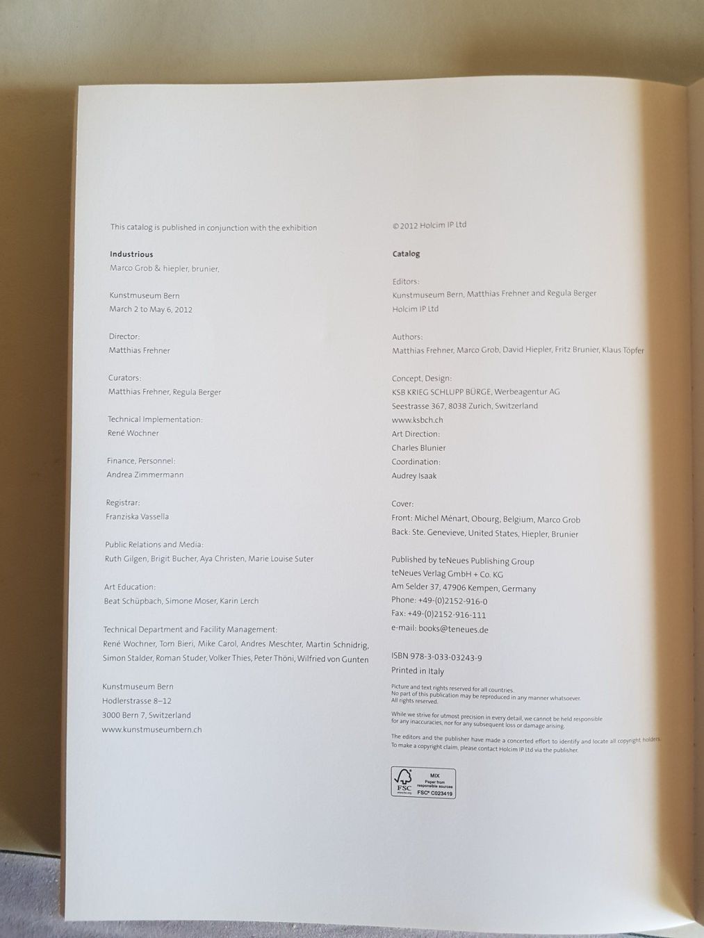 Bücher: Industrious Kunst Museum Bern Marco Grob & Hiepler, Brunier – Gebraucht aus Walterswil BE von Lonitti 3