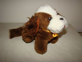 Plüsch Hund Grösse 17cm braun-weiss