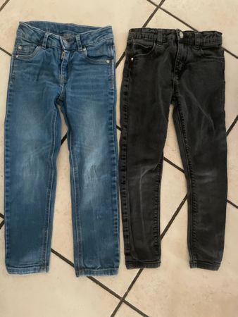 2 Jeans Mädchen Blau/Grau Gr.110+116