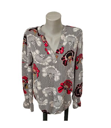 Blusen Shirt s.Pliver Black Label Gr. 34 Blumen & Streifen