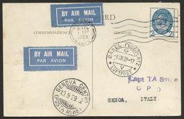 Flugpost Schweiz 1929 London Basel Genua Luftpost