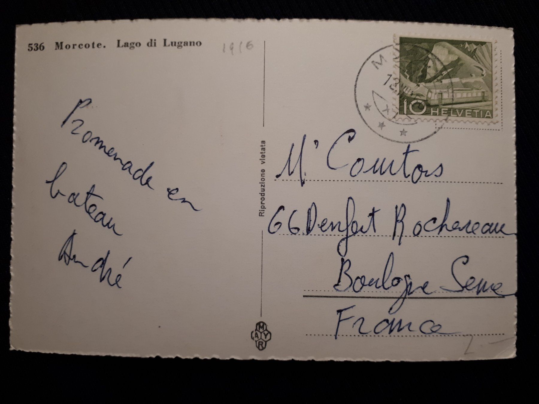 Ansichtskarten: MORCOTE 1956 – Gebraucht aus Ponto Valentino von giorgia06 1