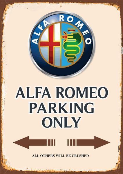 Alfa Romeo Insegne: Rusty Blechschild-ALFA ROMEO-PARKING ONLY – Nuovo e nell'imballaggio originale da Rupperswil venduto da big-one-sale