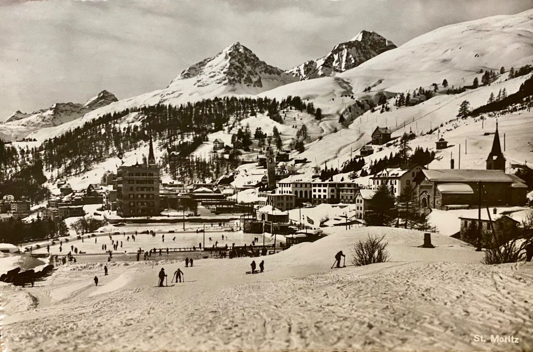 Cartoline postali: 1950 ST. MORITZ im Winter - Eisfeld - Belebt - Engadin – Usato da Root venduto da ENGLAND-TREASURES 1