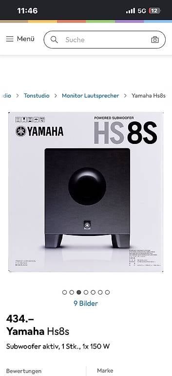 Yamaha Casse acustiche: Studiomonitor HS8 2Stk., sub HS8S 1Stk. – Usato da Olten venduto da Rozzo0