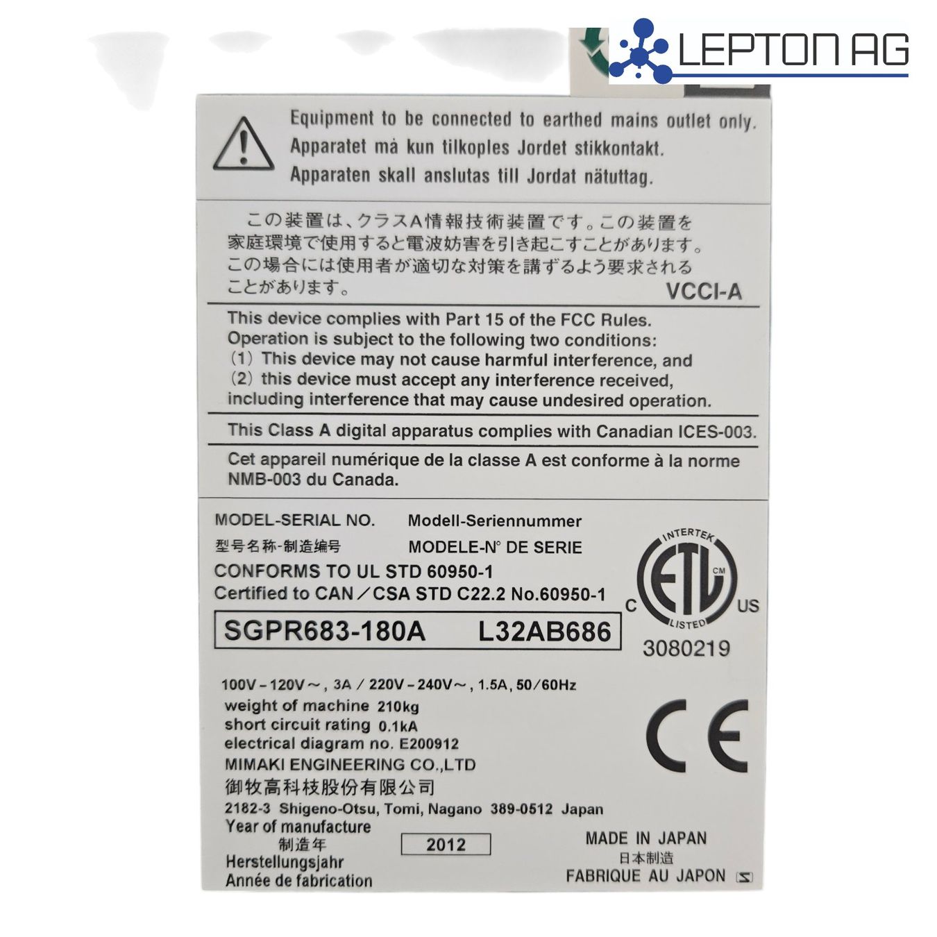 Mimaki Stampanti: Mimaki TS34-1800A Textildrucker – Usato da Niederdorf venduto da LeptonAG 7