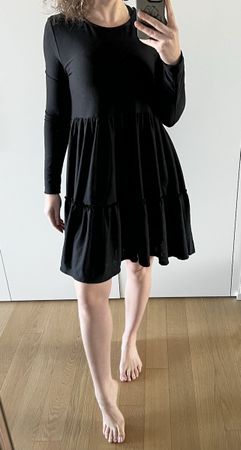 Neues schwarzes Zara Kleid M Langarm Herbstkleid Übergang