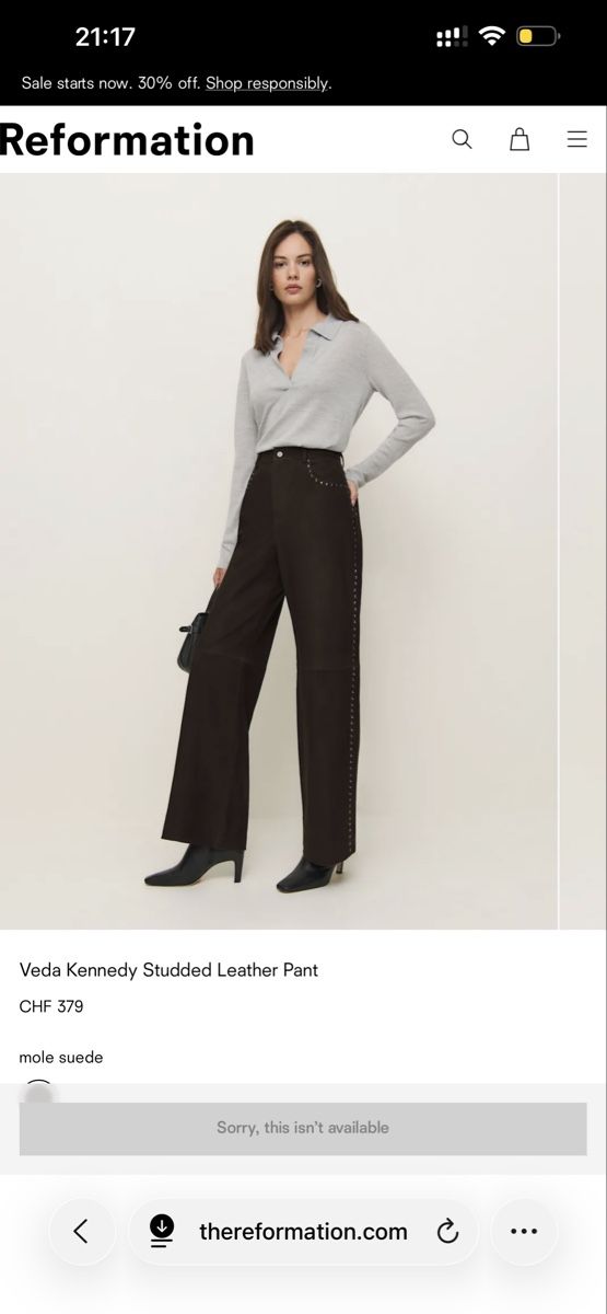 Reformation Pantaloni: REFORMATION VEDA KENNEDY PANTS – Nuovo e nell'imballaggio originale da Stäfa venduto da ste_5zgq