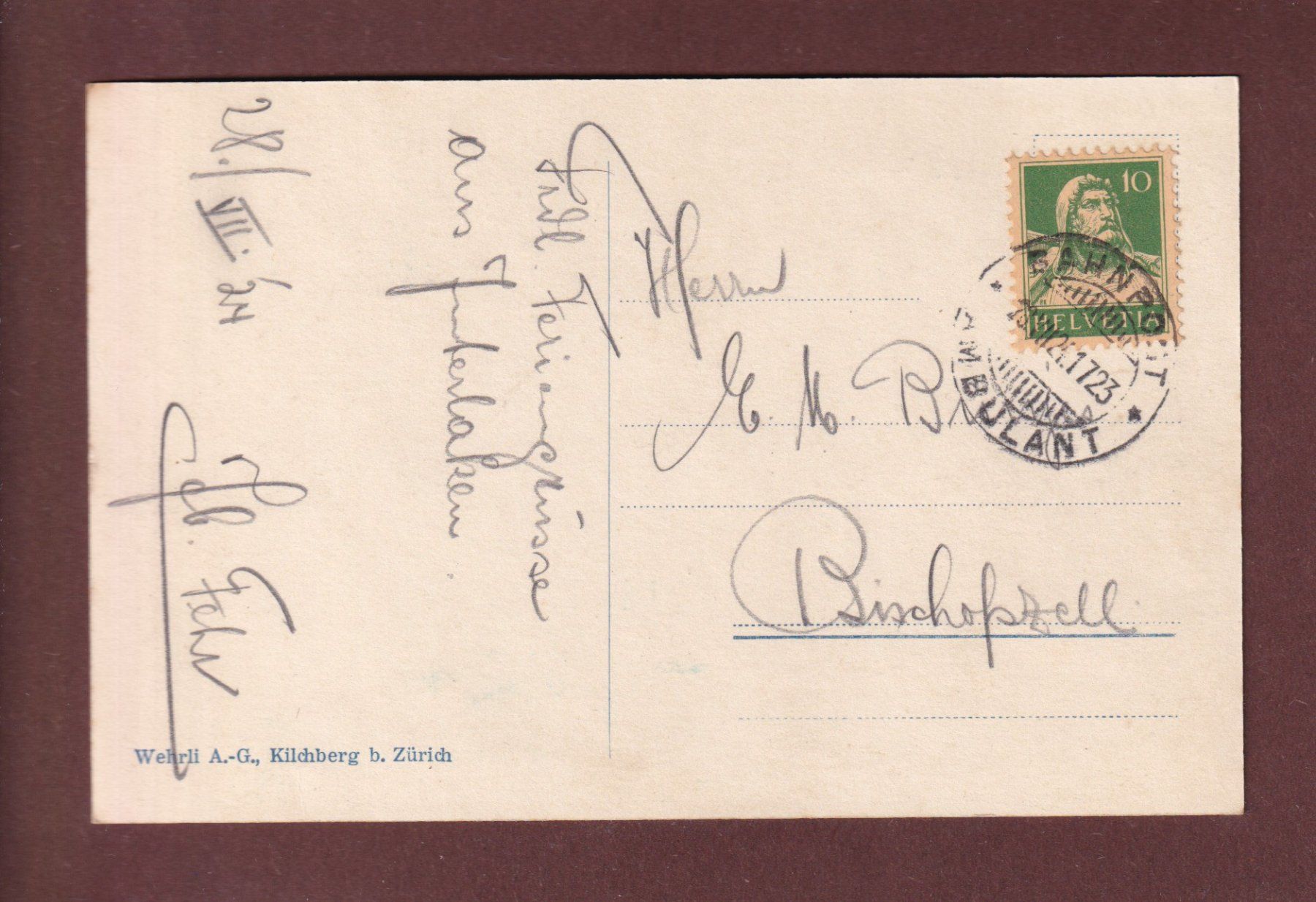 Cartoline postali: INTERLAKEN - 1924 – Usato da Pully venduto da nicecards-shop 1