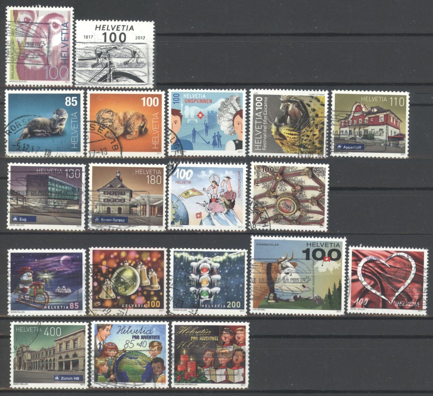 Alle Briefmarken: 2017, Restlot, gestempelt – Gebraucht aus Willisau von Vollstempel
