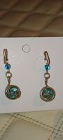 Handmade turquoise and mint syntetic glass & silver earrings