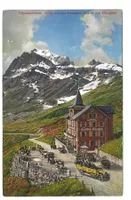 Hotel Klausen-Passhöhe (UR/GL)  offenes Postauto - um 1915